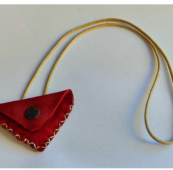 Leather Loose Triangle - Red Snap Fastener - 1